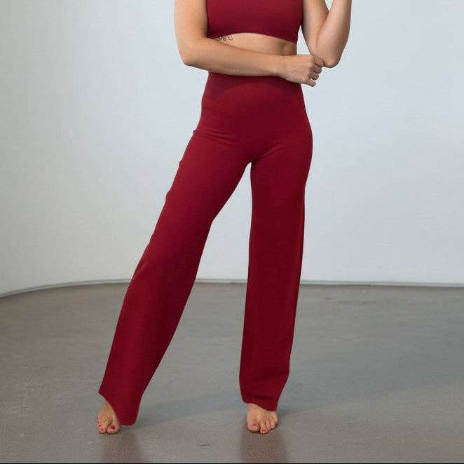 Comfort Flex Wide Leg Pants | Holly Berry for wholesale by DYM Athletics
