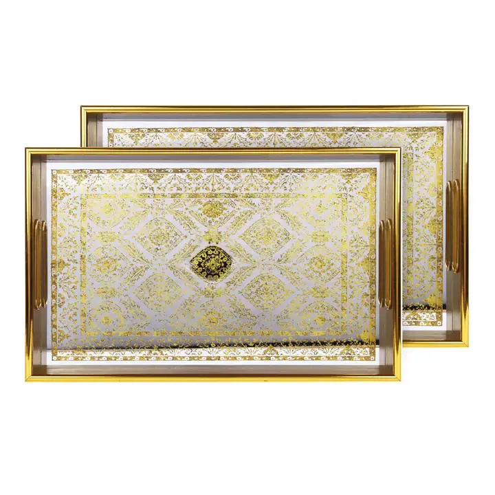 SINT - Wholesale Serving Tray - Vintage Rectangle Serving Tray with Handles- Pack of 20