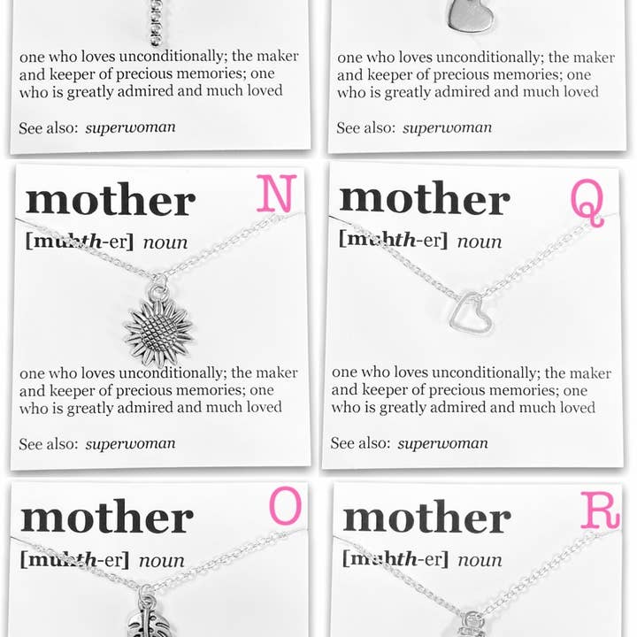Broken Record Boutique - Wholesale Pendant/Charm Necklace - Mother's Day Pendant Necklace on "Mother" Dictionary Card3