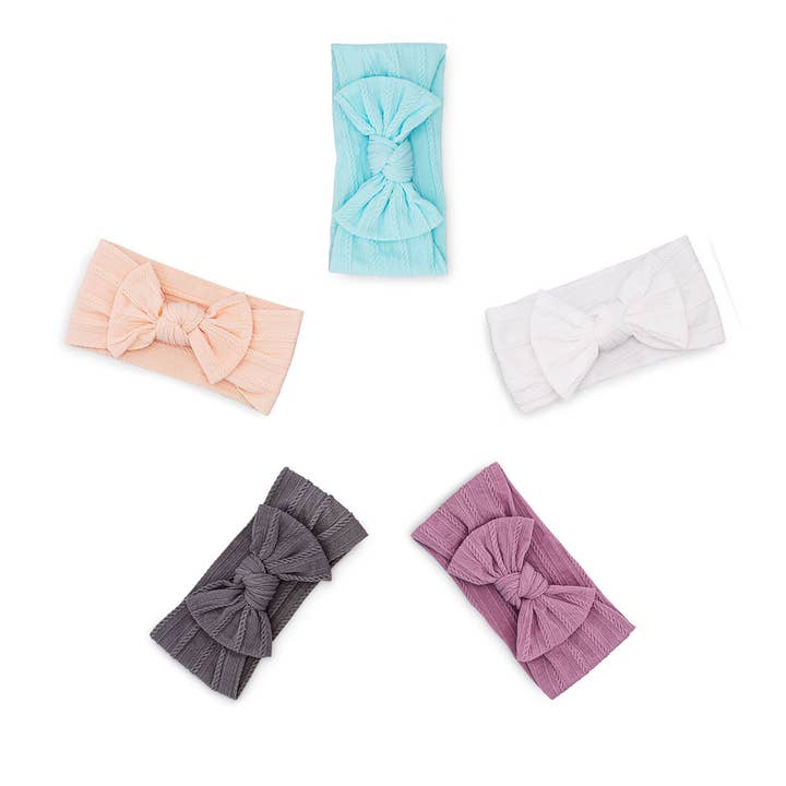 Parker Baby Co. - Wholesale Fashion Headband - Baby - Grace Set - Cable Knit Knotted Headbands - 5 Pack