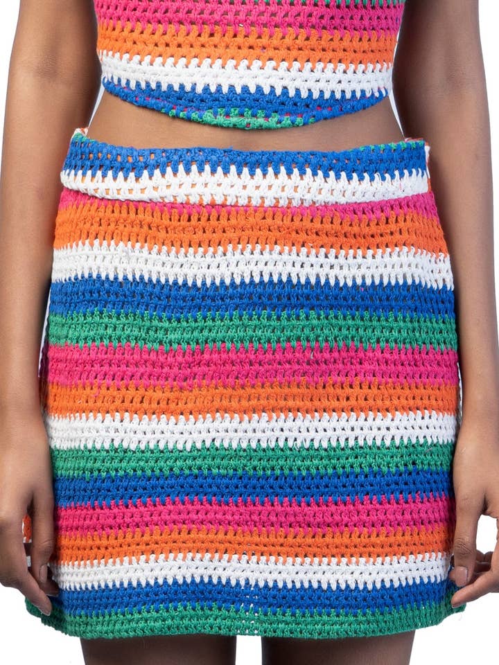 Crochet Striped Mini Skirt for wholesale by Chogaa NYC