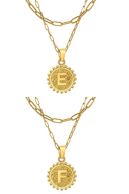 ACCITY - Wholesale Pendant/Charm Necklace - DOUBLE CHAIN INITIALS PENDANT NECKLACE_CWAJE10614