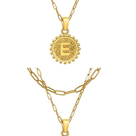 ACCITY - Wholesale Pendant/Charm Necklace - DOUBLE CHAIN INITIALS PENDANT NECKLACE_CWAJE10614