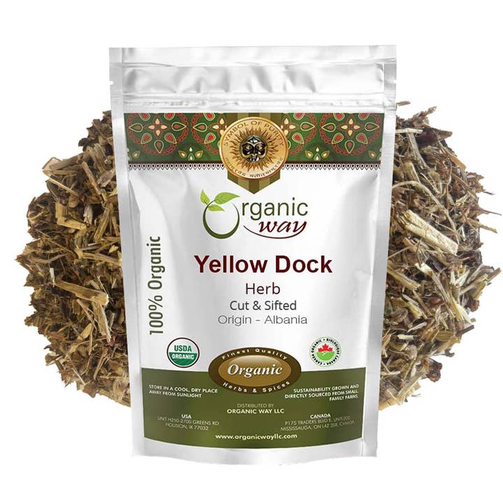 Yellow Dock Herb Cut and Sifted - European Wild-Harvest | Kosher Certified | Vegan, Non GMO & Gluten Free | USDA Certified | Origin - Albania for wholesale by Organic Way LLC