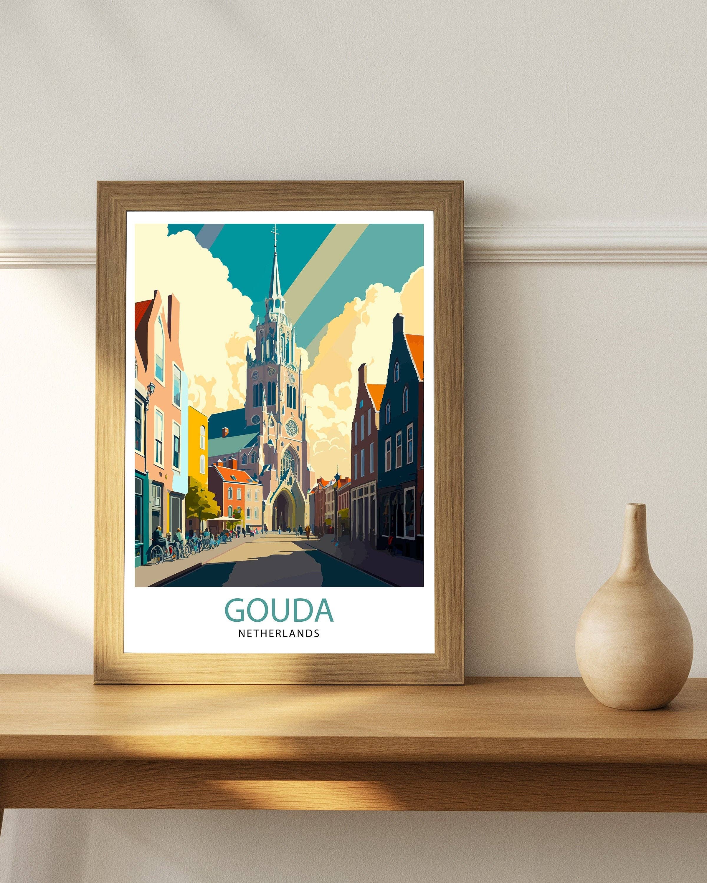 InkNPrintz – wholesale Art print – Gouda Netherlands Trave Poster Gouda Wall Art Gouda Home Decor Gouda Illustration Gouda Poster Gouda Gift Netherlands Travel Poster2