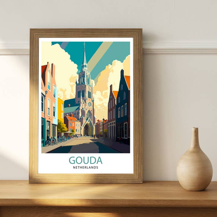 InkNPrintz – wholesale Art print – Gouda Netherlands Trave Poster Gouda Wall Art Gouda Home Decor Gouda Illustration Gouda Poster Gouda Gift Netherlands Travel Poster2