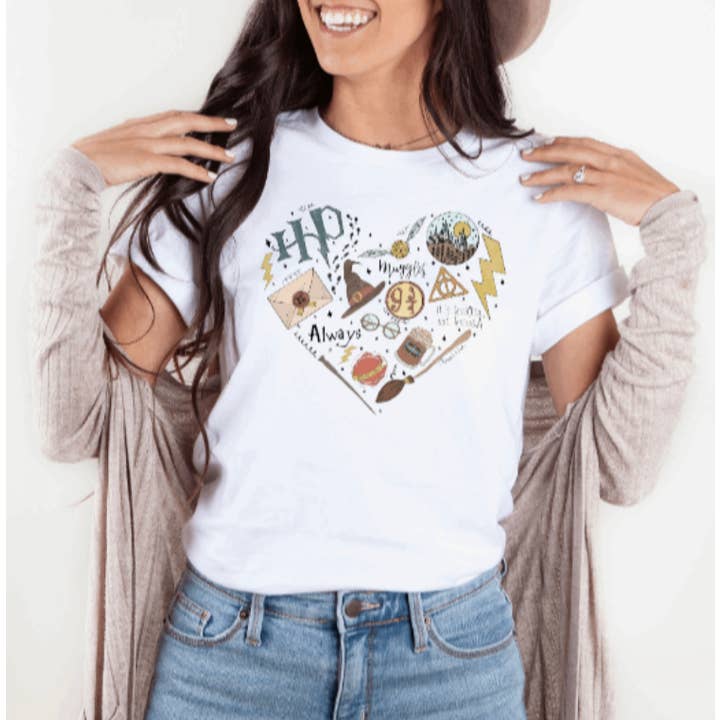 Harry Potter Magic Heart Graphic T-Shirt for wholesale by KMR and Company