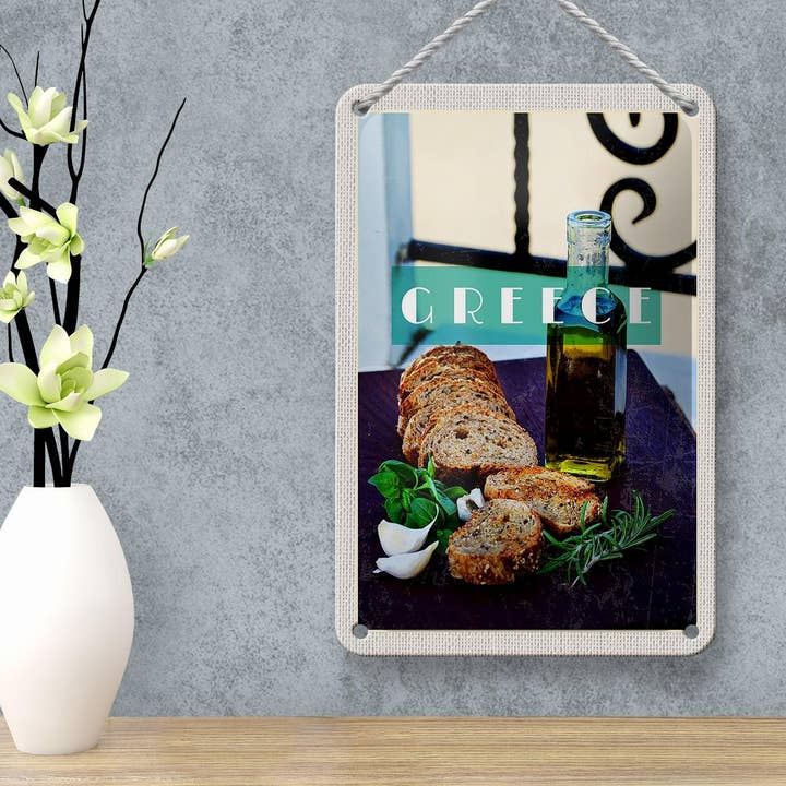 Femer - Wholesale Sign - Travel tin sign 12x18 cm Greece oil garlic bread sign3