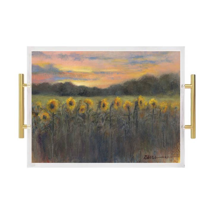 Plateau de service en acrylique Sunflowers on Dixie Road pour la vente par 318 Art Co.