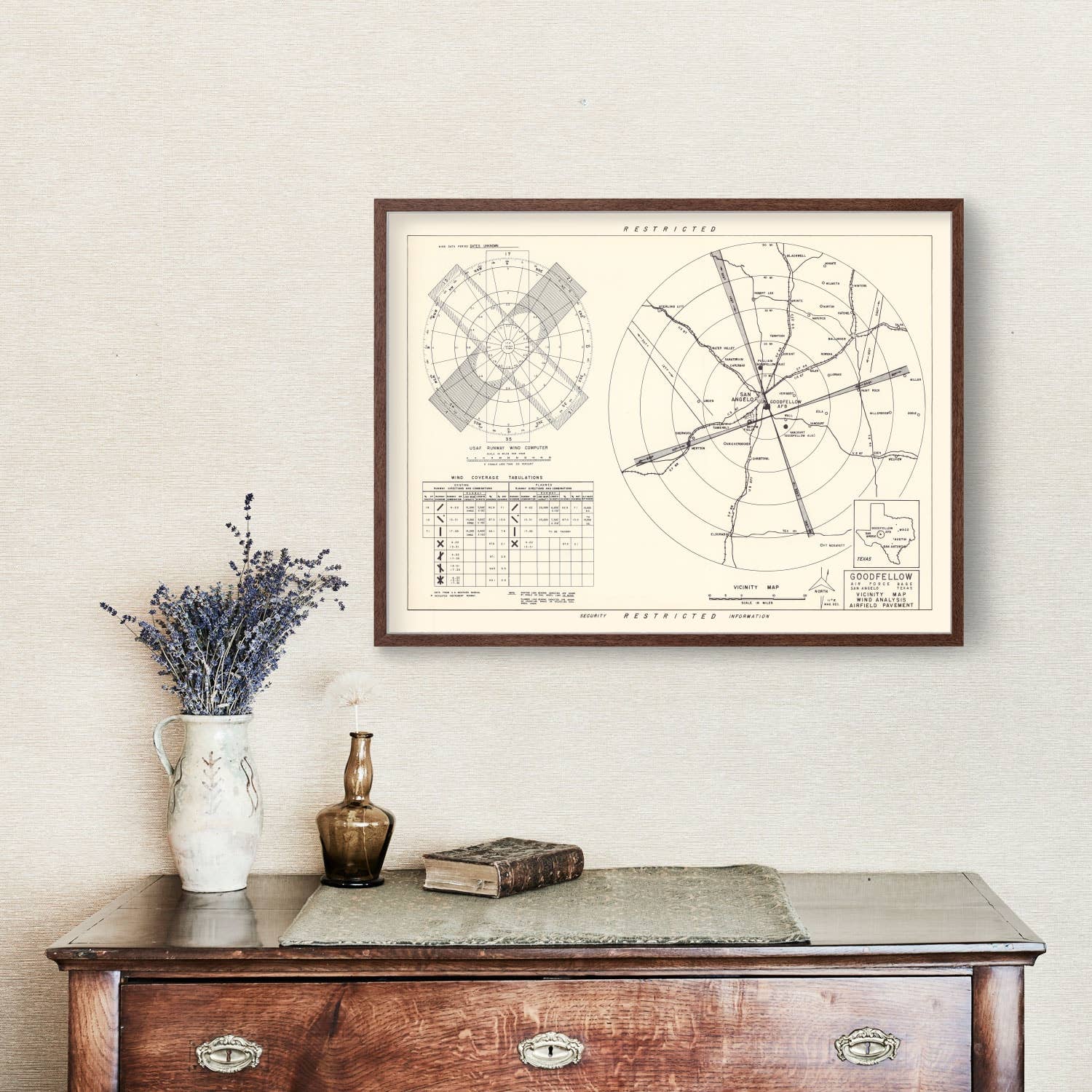 Ted's Vintage Art - Wholesale Map - Vintage Map of the Goodfellow Air Force Base Vicinity, 19521