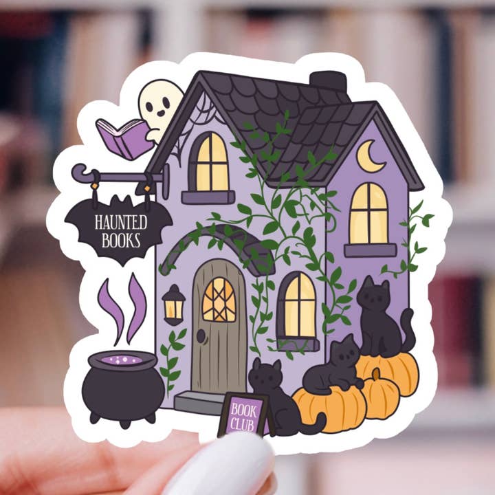 Haunted Book Shop Sticker – Bookish Halloween for wholesale by Indie Heart Studio
