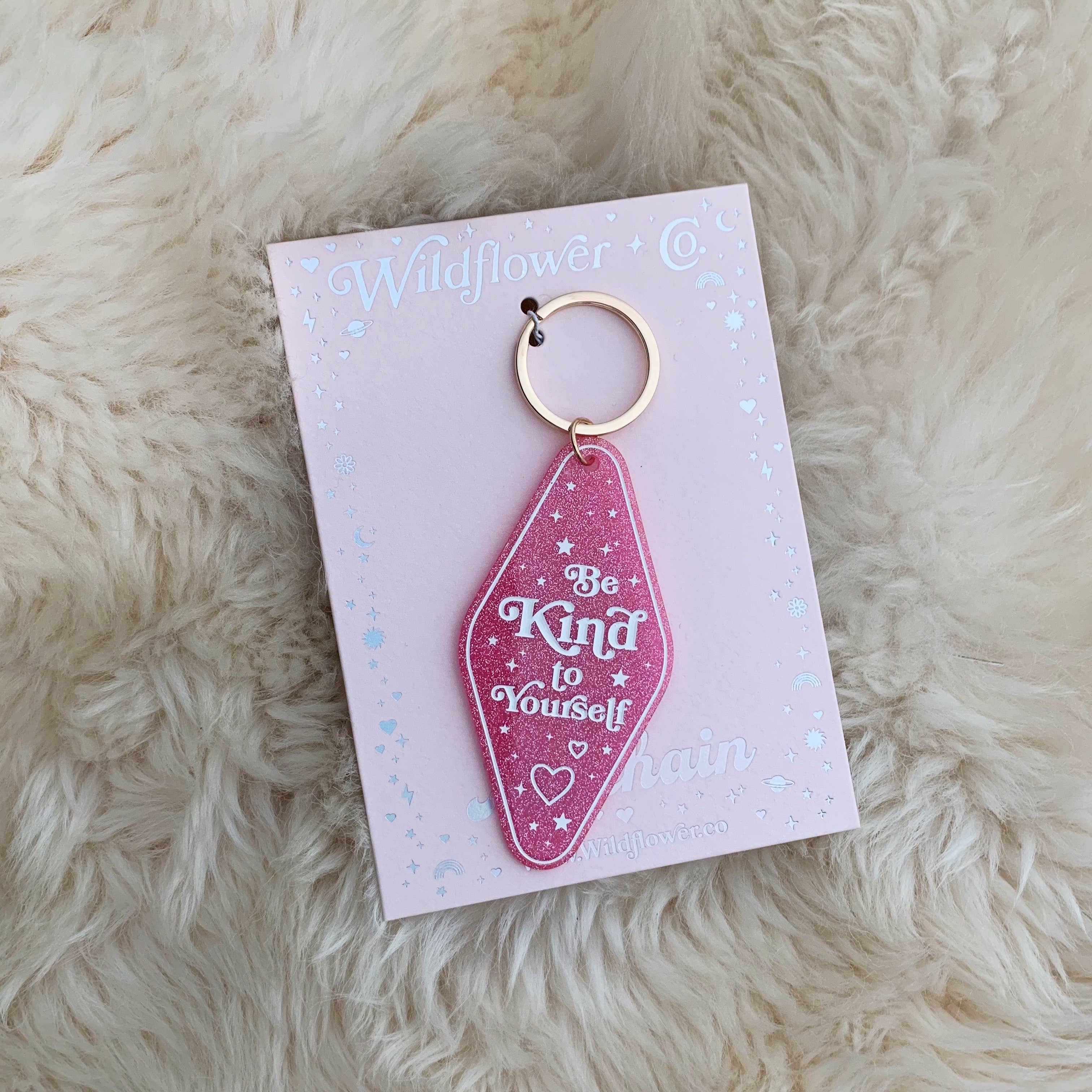 Wildflower + Co. - Wholesale Keychain - Women's - Positive Affirmation Glitter Motel Keychain Stocking Stuffer1