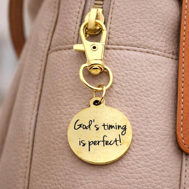 Gods Timing Is Perfect Gold-Plated Clip On Charm for wholesale by JKCE Designs