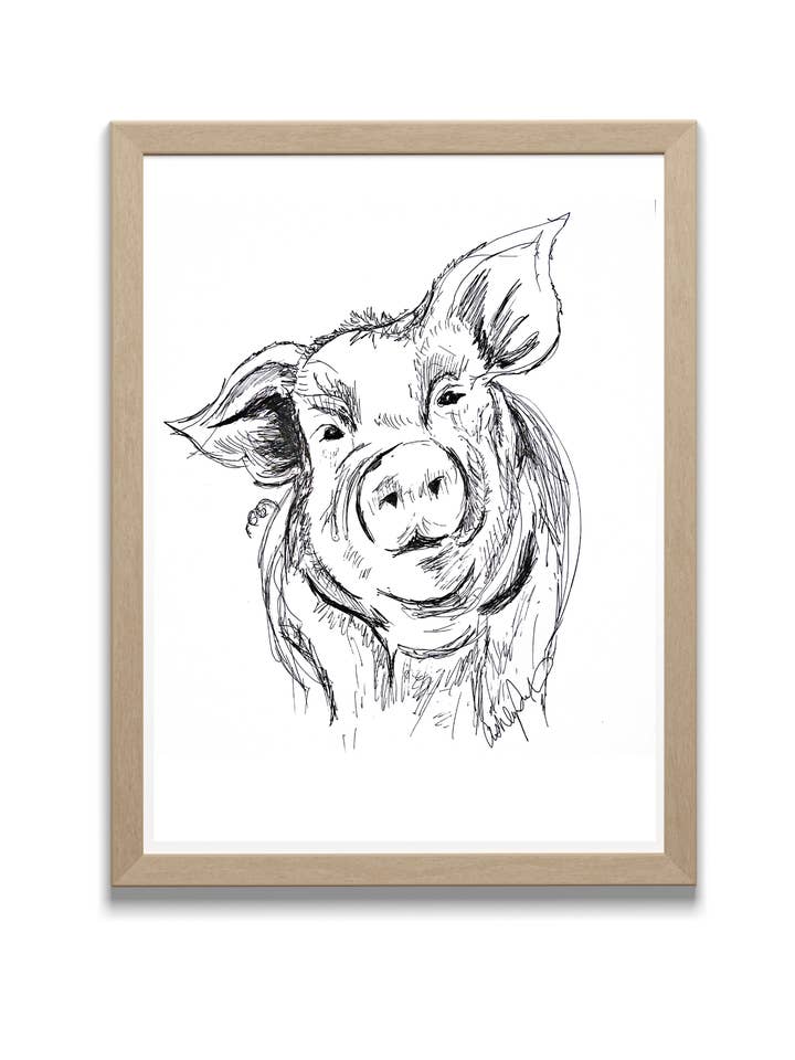 Pig Sketch - Original Art Print for wholesale by Locksley Workshop