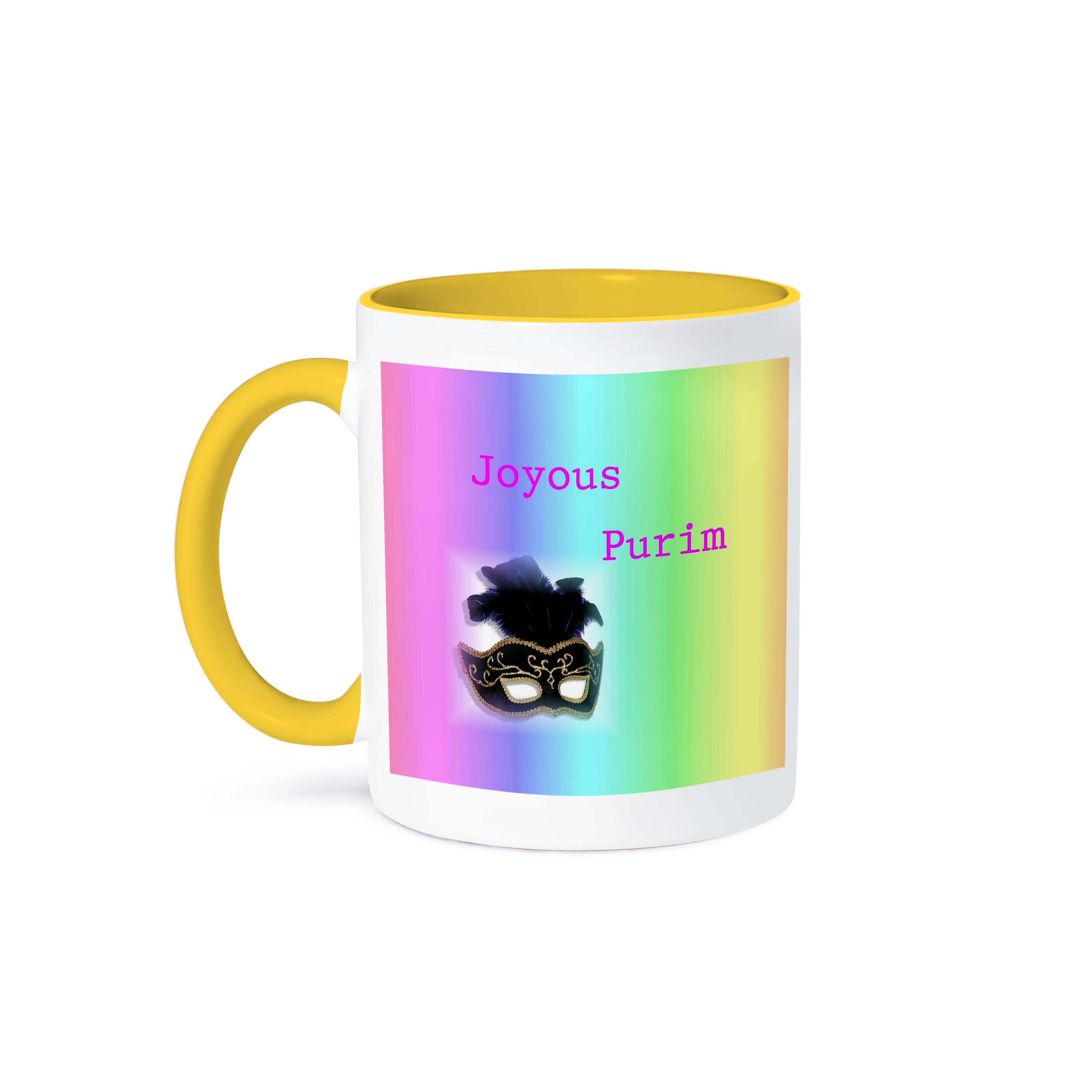 3dRose - Wholesale Coffee Mug - 3dRose, Image of Joyous Purim With Mask On Bright Gradient, Mug0