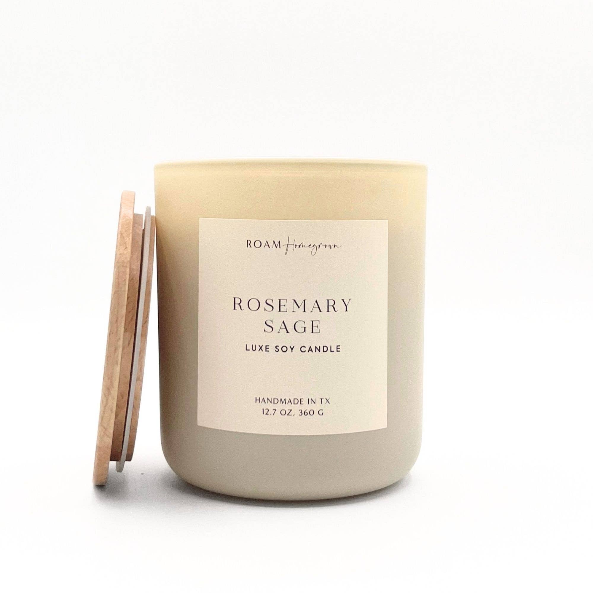 ROAM Homegrown - Wholesale Jar/Filled Candle - Rosemary Sage Luxury Soy Candle, 12.7 oz, Cream