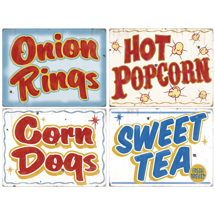 Carnival Food And Drink Wall Decal Set Of 4 for wholesale by RetroPlanet