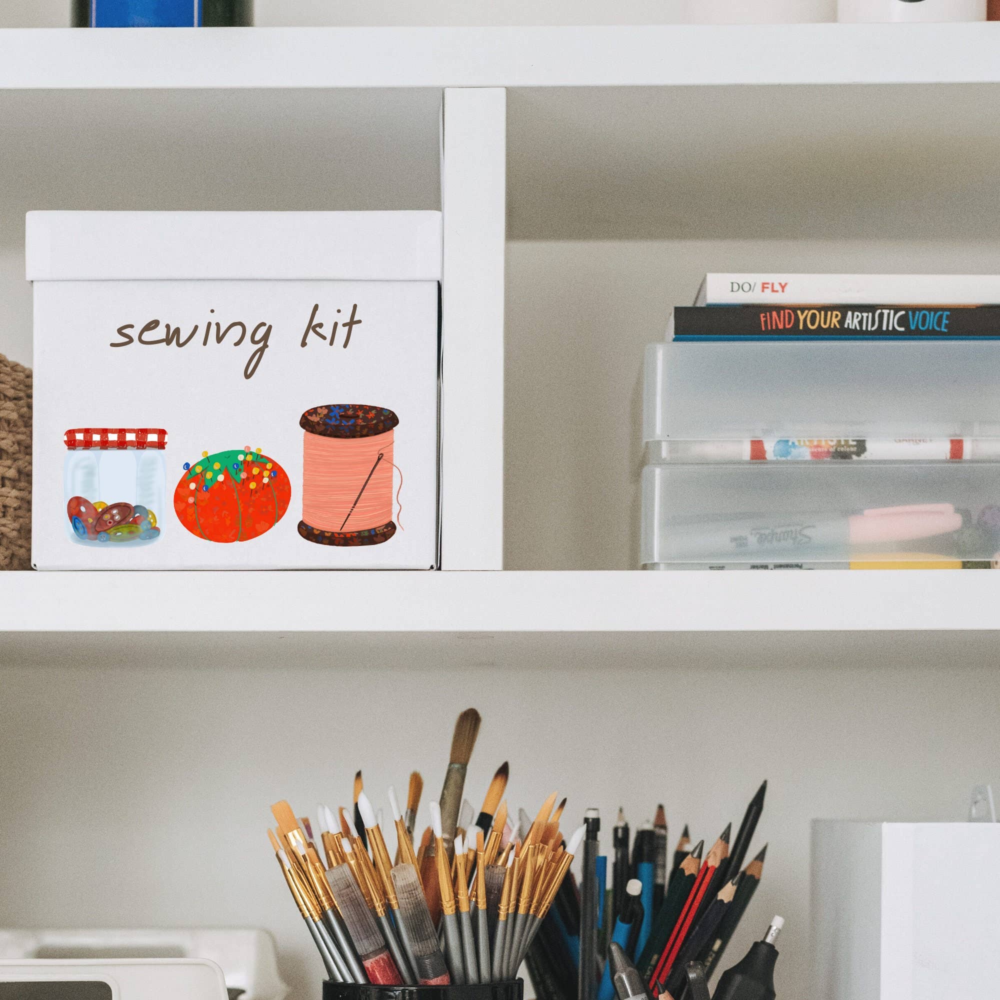 Laurenspired - Vente Autocollant - Autocollants en vinyle Red Pin Cushion, autocollant pour couette5