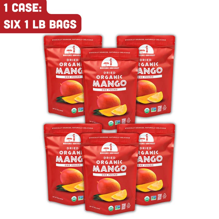 Mavuno Harvest Organics - Wholesale Dried/Dehydrated Fruit - Organic Dried Mango, 6-pack case