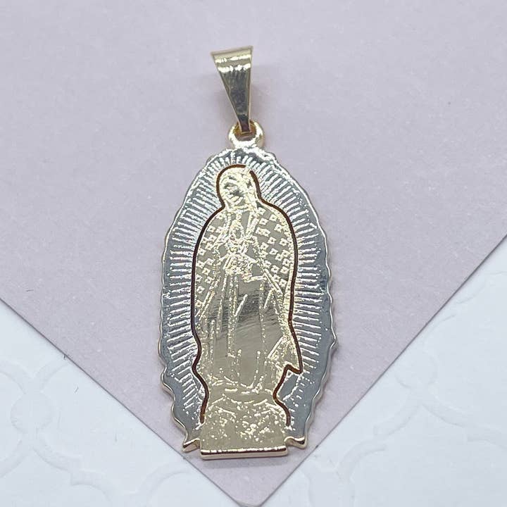 18k Gold Filled Guadalupe Pendant Two Tone Color for wholesale by Milie