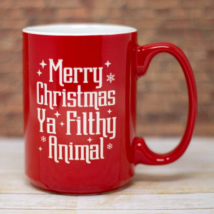 Merry Christmas Ya Filthy Animal Etched Drinkware Barware for wholesale by Gifts of Glass & Wear
