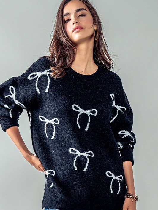 Urban Daizy - Wholesale Knit Sweater - Women's - Flirty Bow Knit Sweater