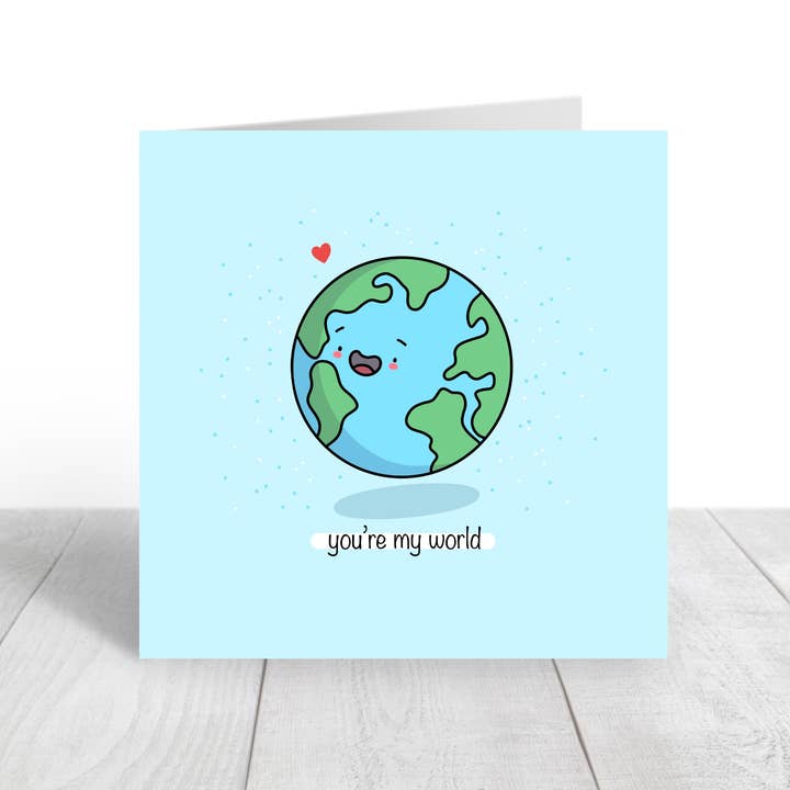 BananaRoseArt – Cartão de amor por atacado – Você é meu mundo Kawaii cartão de trocadilho romântico2