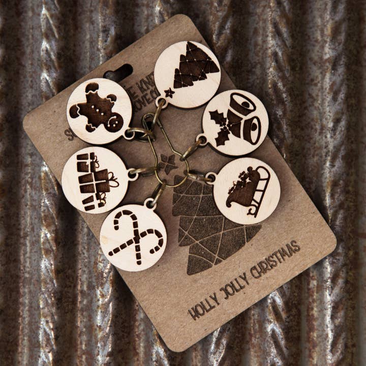 Sunrise Grove - Wholesale Knitting/Crochet Supplies - Maple Wood Knitting Stitch Markers Christmas Set of 60