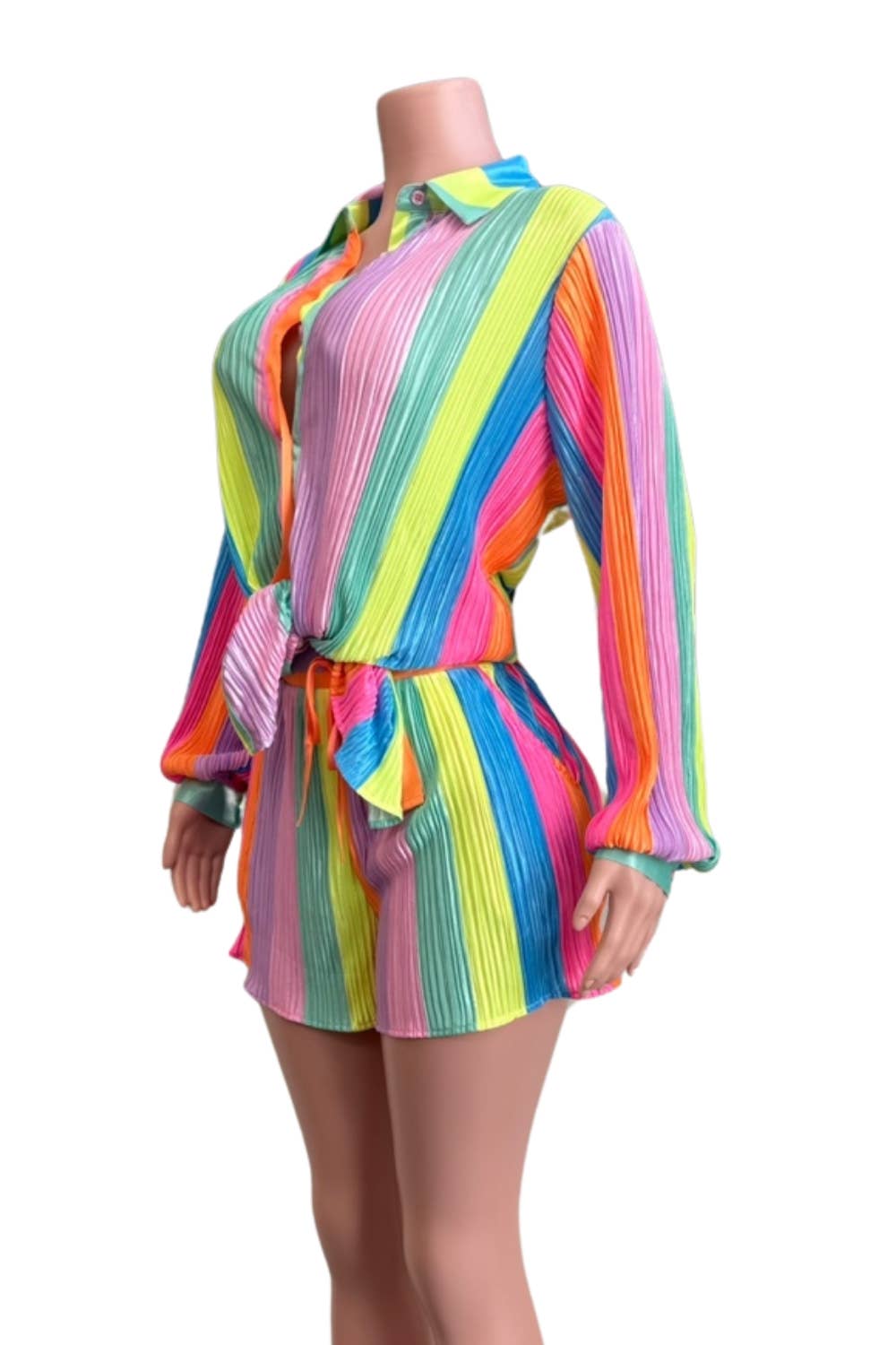 MULTI NC2032A Rainbow Pleated Two-Piece Set for wholesale on Faire2