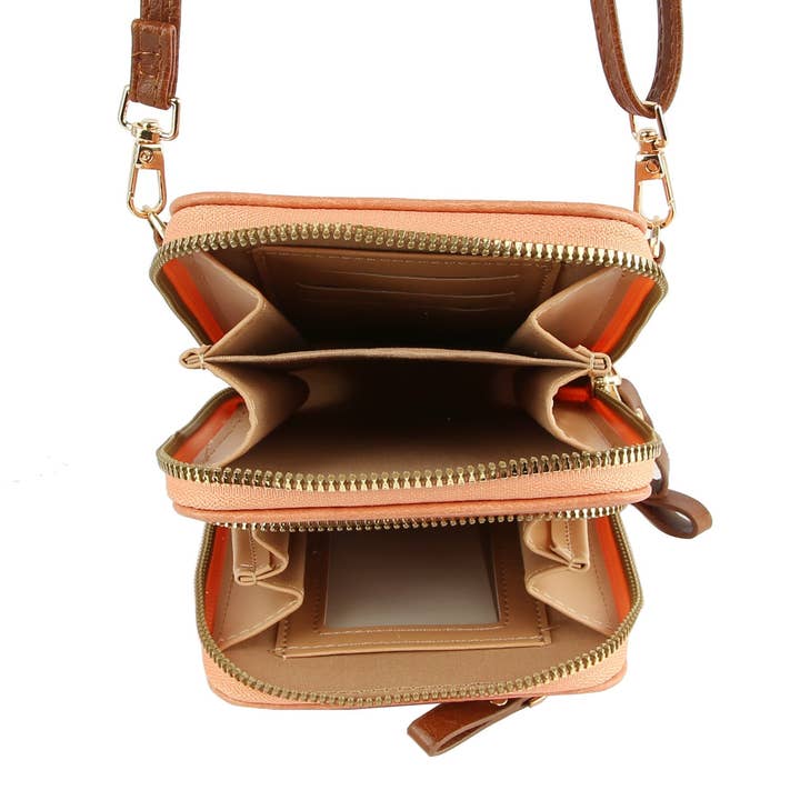 Handbag Factory Corp - Wholesale Crossbody Bag - Women's - Multi Pocket Cellphone Crossbody Bag