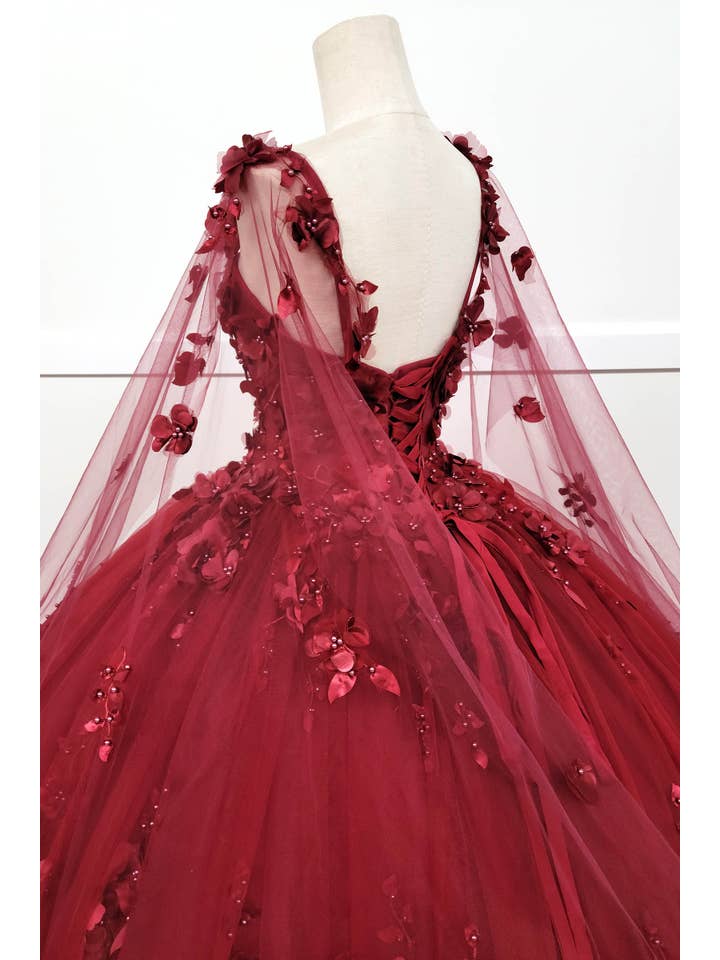 Chicas - Venta al por mayor Vestido de fiesta - Mujer - Vestido de Quinceañera con Flores y Capa Dividida CHF301811