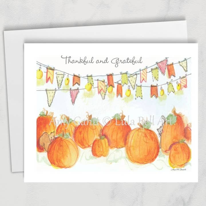 Thanksgiving - Pumpkin Patch Greeting Card for wholesale by Lula Bell Cards and Gifts
