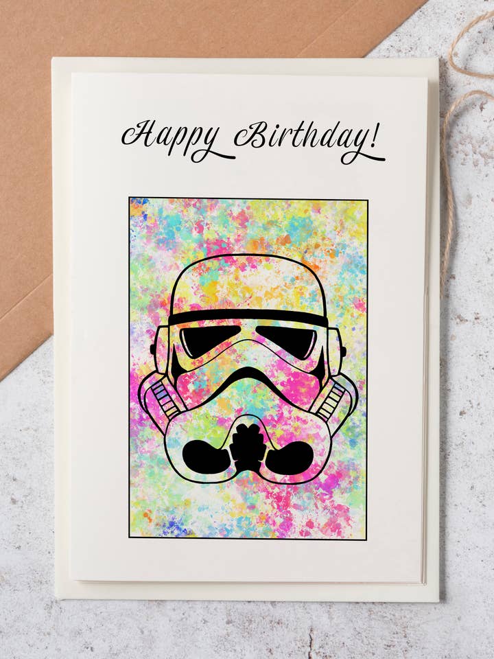 „Happy Birthday” Star Wars Stormtrooper-helm wenskaart voor wholesale door The Arty Hand