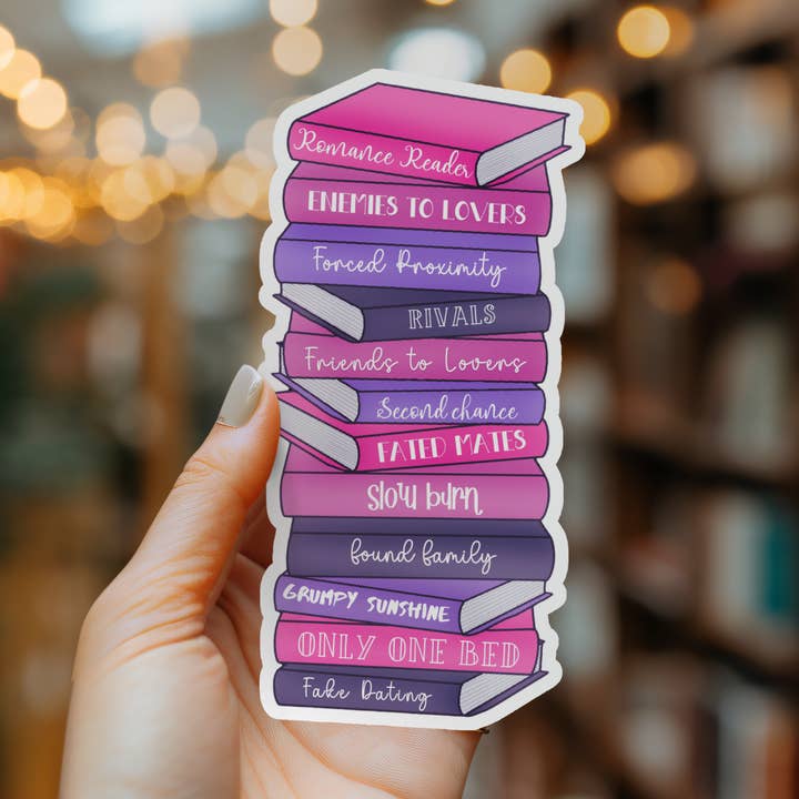 Romance Book Stack Bookmark | Soft Matte Laminated for wholesale by Indie Heart Studio