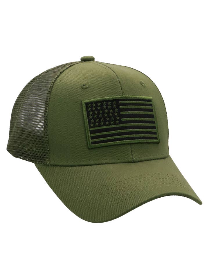 American Flag Patch Cotton Trucker Hat for wholesale by Cap Zone
