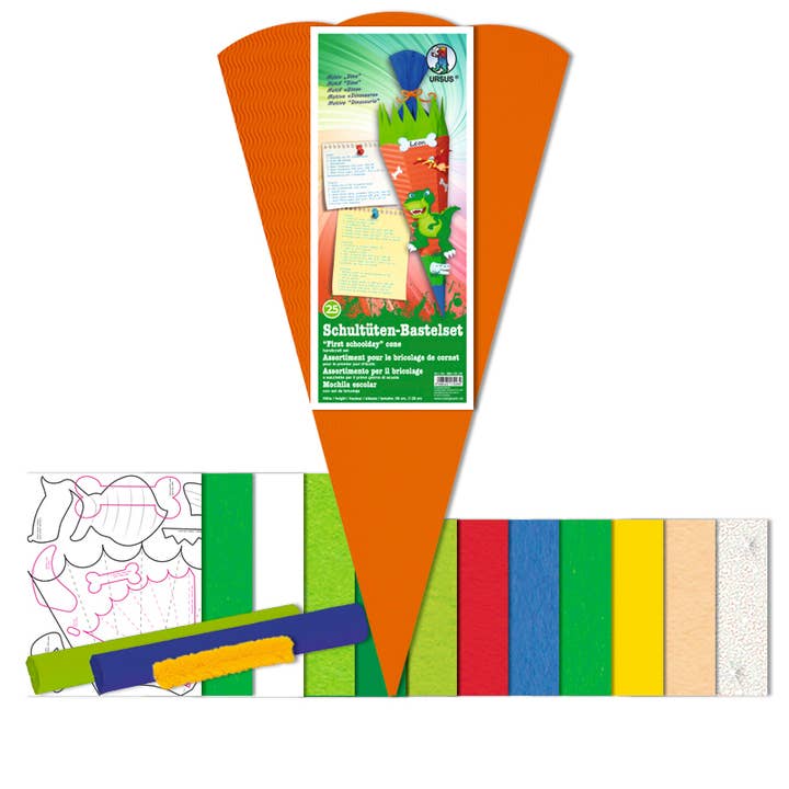 Skoletaske håndværk kit „Dino“ for engroshandel hos URSUS® / Buntpapierfabrik Ludwig Bähr GmbH & Co. KG