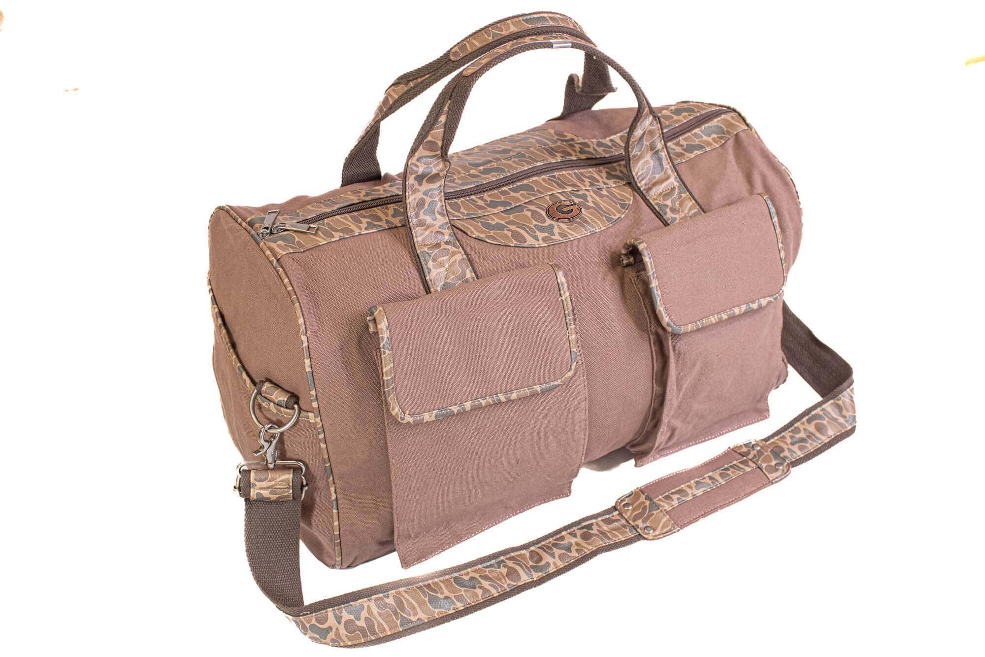 Brown Tan Georgia Bulldogs Camo Canvas Weekender Bag for wholesale on Faire0