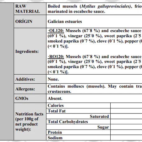 Alta Gama Foods - Wholesale Fish/Seafood - Real Conservera Española - Mussels in Escabeche 4.05oz2