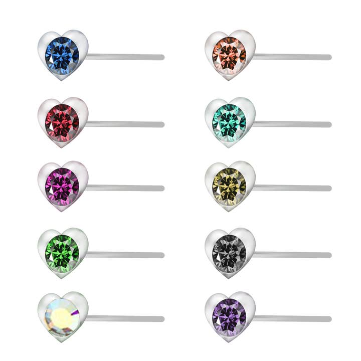 Set Of 20 Heart Nose Piercings - 6621124081368 for wholesale by AMORINO SRL