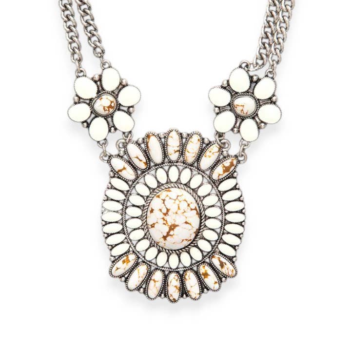 Western Large Stone Pendant Necklace Set for wholesale by Rope & Spurs