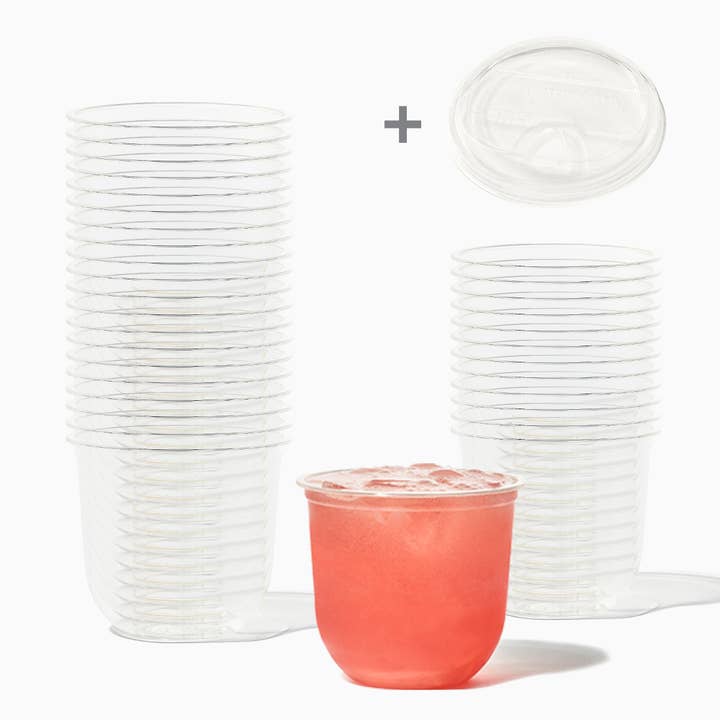 Ensemble de gobelets à fond arrondi avec couvercles, naturel 12/16oz pour la vente par TOSSWARE