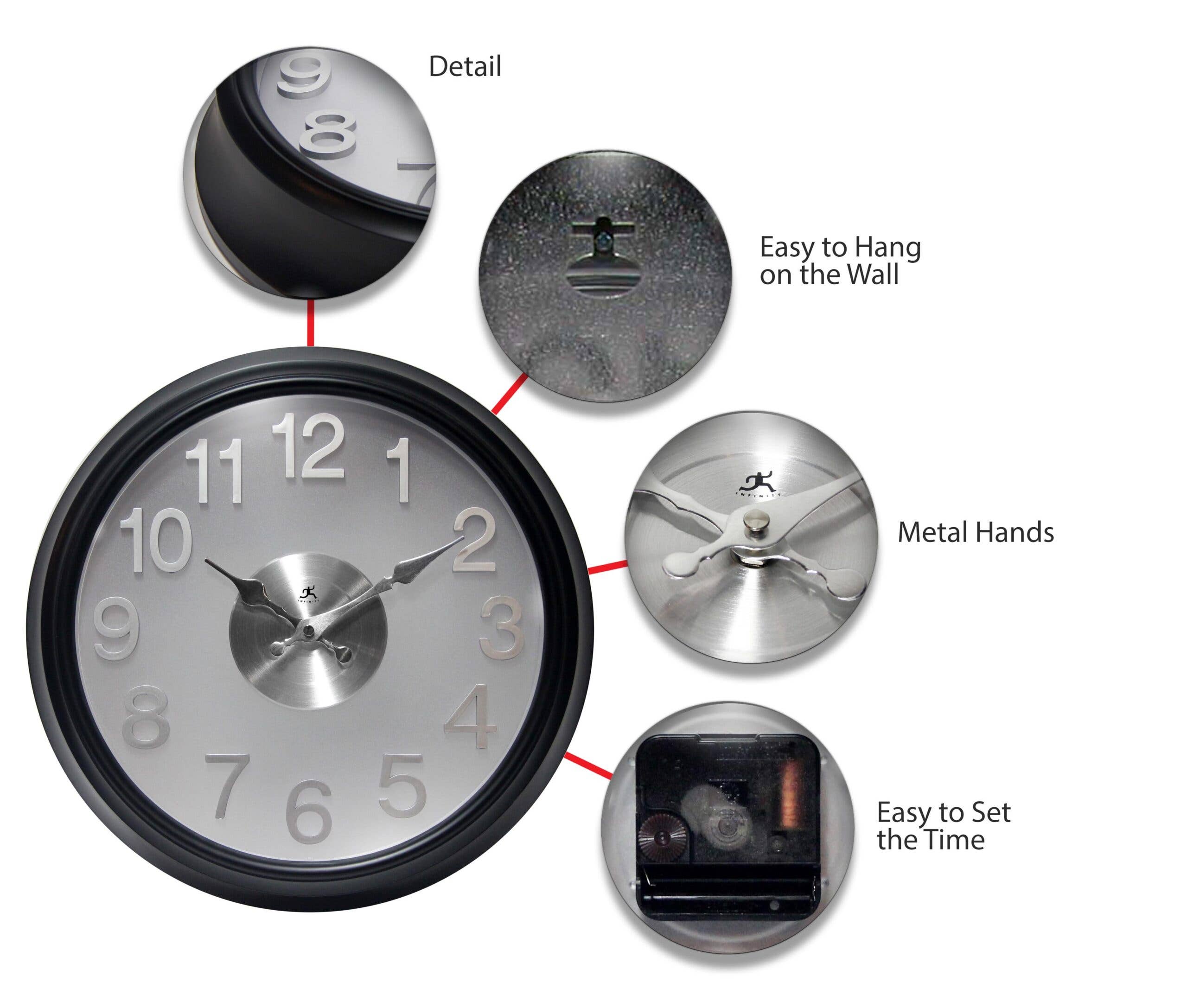 Infinity Instruments - Wholesale Wall Clock - Modern/Contemporary Round Black Wall Clock 15 Inch3