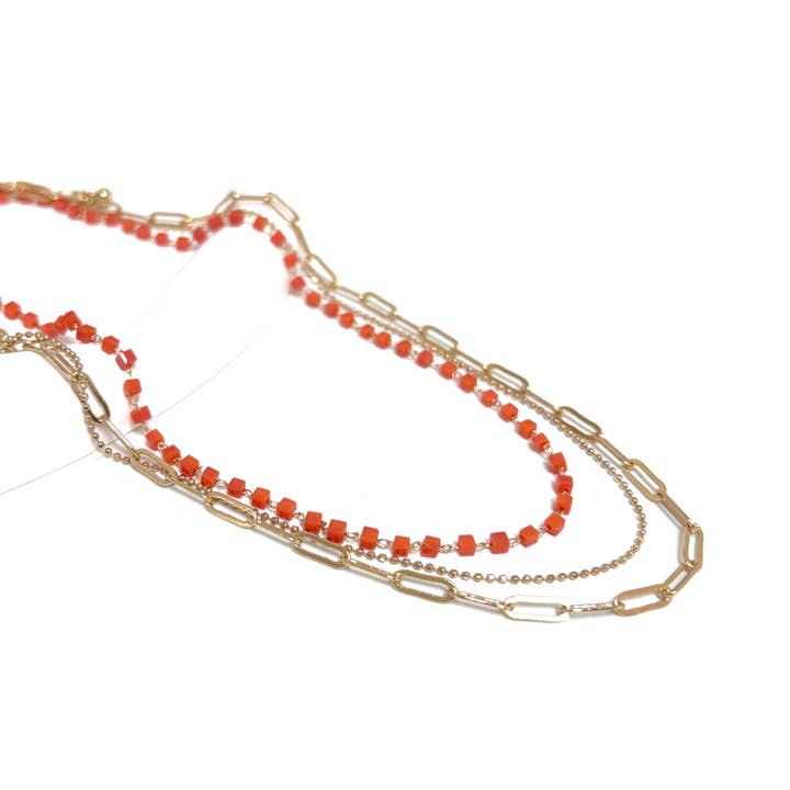 3 raders halsband Färgpärlor/Boll/pappersklippskedja för wholesale av StarryNYC