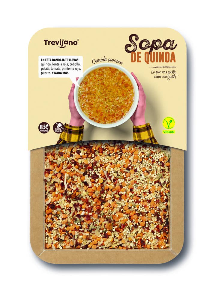 Soupe au quinoa, 200 g, 8 portions, repas végétaliens pour la vente par Trevijano