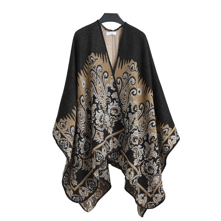 Winter Poncho brown and black for wholesale by Emilie collection
