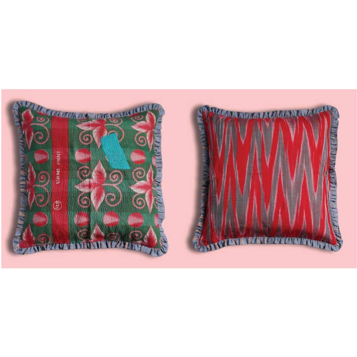 Annahmol - Wholesale Throw Pillow Cover - One of a Kind Vintage Kantha & Ikat Pillow 213