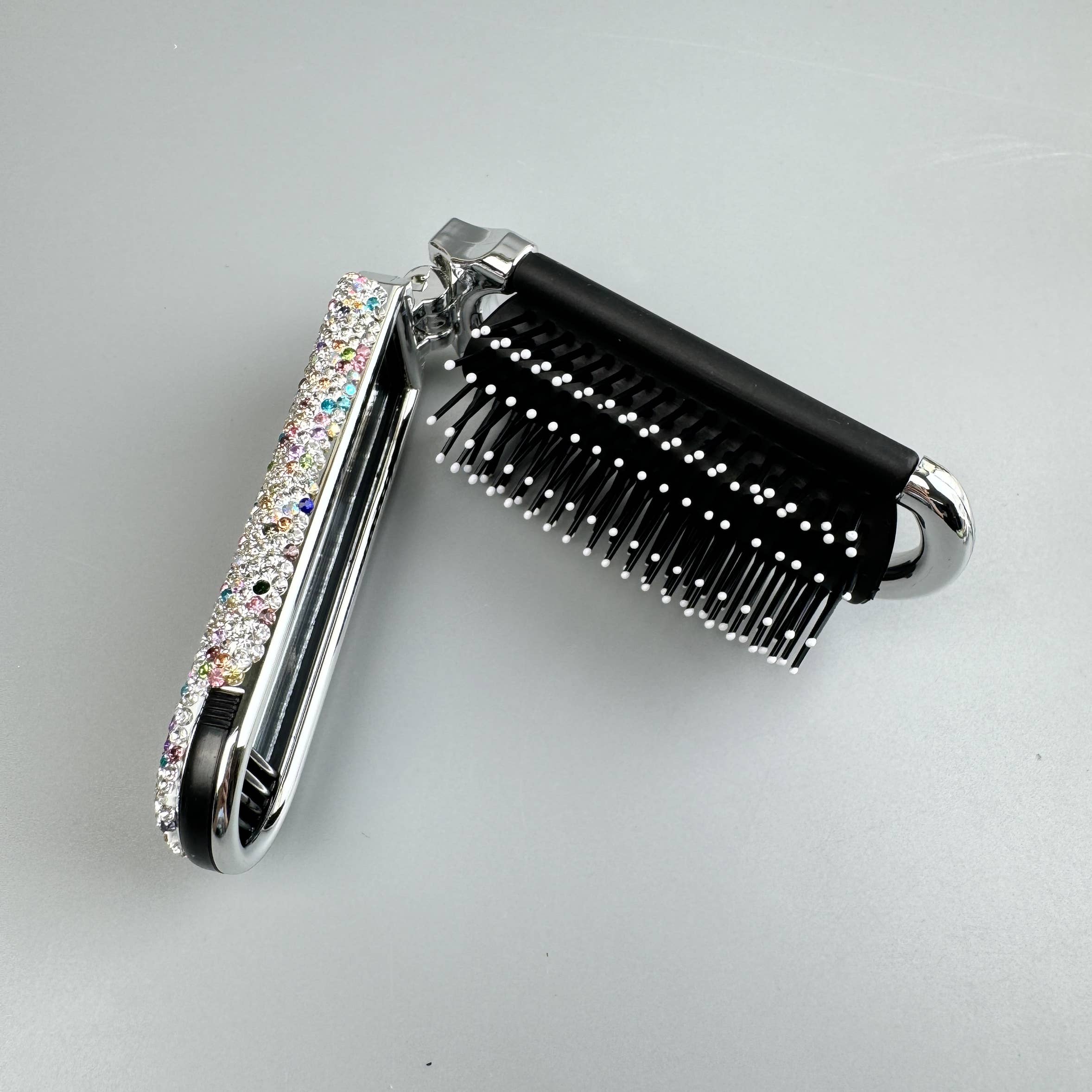 Ole - Venta al por mayor Cepillo/peine - Cepillo de Pelo y Espejo de Viaje Compacto Plegable con Pedrería de Cerámica MIS10093