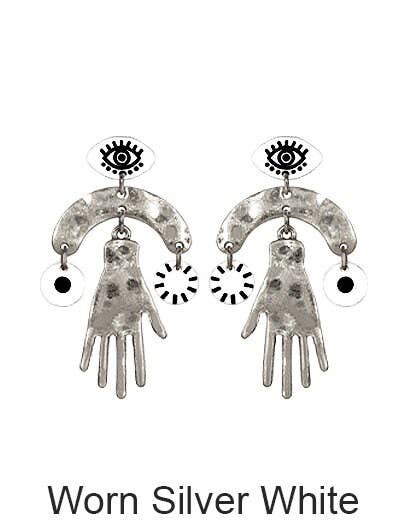 TheTizana - Wholesale Dangle Earrings - Evil Eye Earrings, Hammered Hand Earrings, Acetate Laser Cut1