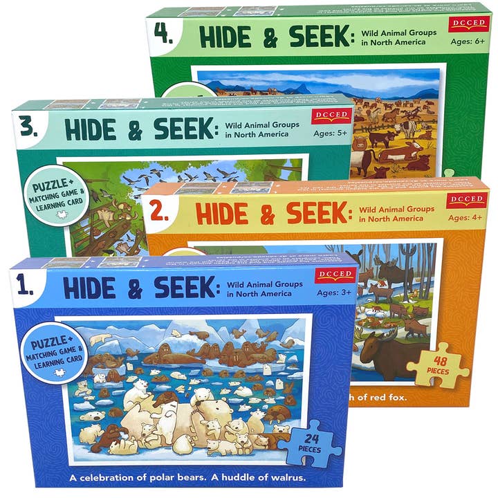 Hide and Seek Animal Puzzle Set of 4 for wholesale by DCCED/Institut Philos