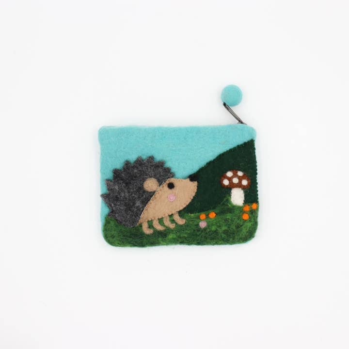 Sparkle Being - Wholesale Coin Purse - Women's - Happy Hedgehog Felt Wallet - Wool Felt Pouch Hand Carry Coin Purse2